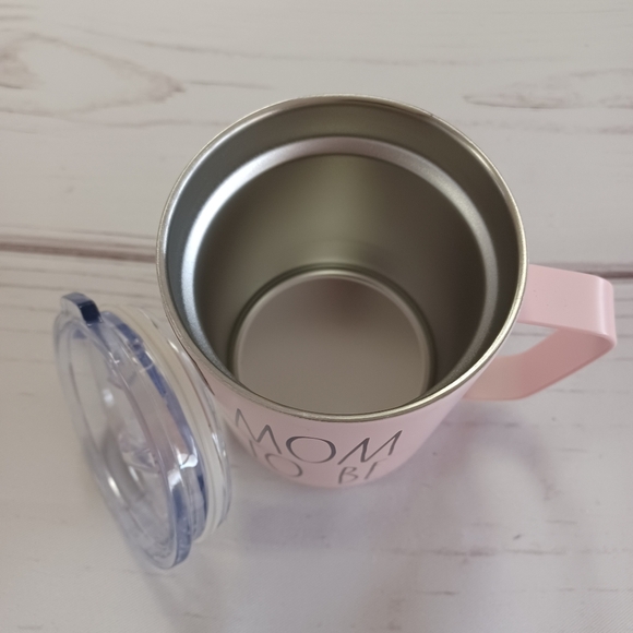 RAE DUNN 12oz BPA FREE MOM TO BE PINK TUMBLER CUP GLASS WITH LID - Picture 6 of 9